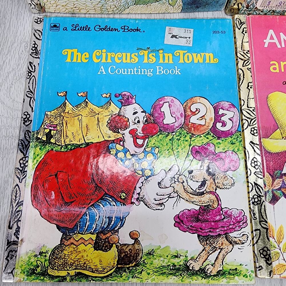 Lot Of 6 Little Golden Books Vintage: New Baby Word Book Circus In Town Animals - Picture 5 of 13